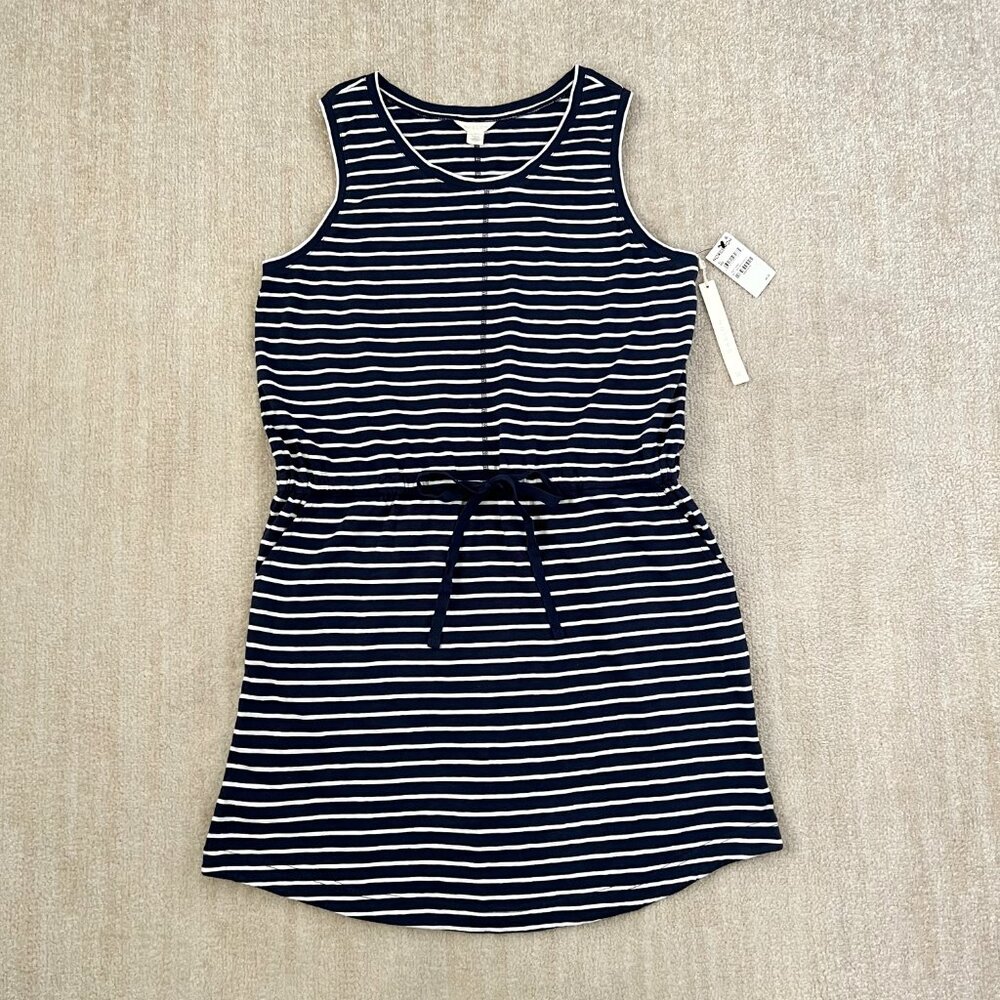 NWT Nordstrom Caslon Cotton Blue White Stripe T Shirt Dress XL
